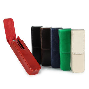 Genuine Leather Pen Case 2 Slots High Quality Handmade Pen Pouch For Business Office School Stationery