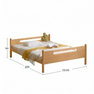 WEISHA | Simplified Solid Oak Bed with Storage and Bookshelf Design for Children