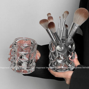 Transparent Glass Pen Holder Cosmetic Brush Storage Tube Odd Shaped Ball round Ball Decoration Props Home Organization