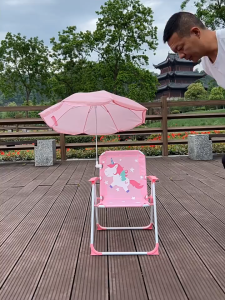 Portable Foldable Kids Beach Chair with Sunshade Umbrella Cute Design Lightweight Outdoor Chair