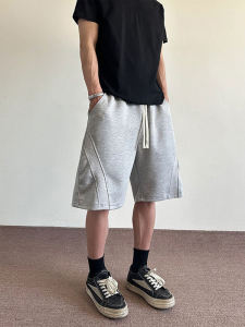 Quần Short Thể Thao Nam American Deconstructed Patchwork Mùa Hè Thiết Kế Rộng Rãi Quần Nỉ Màu Xám Quần Dài Năm Phần