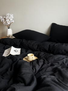 Bộ chăn mền ga gối GONI FRESH màu Đen Nhăn - Ga drap giường bo chun cao 4-25cm kích thước 1m 1m2 1m4 1m6 1m8 2m2