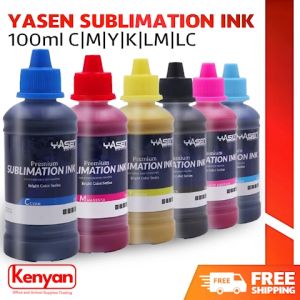 Yasen Sublimation Ink Refill 100ML for Inkjet Printers Fast-Drying C/M/Y/K/LC/LM Sublimation Transfer Paper Art Garments