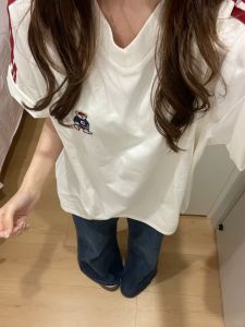 SHUQINGLAI | Vintage Bear Embroidery T Shirt Cotton Loose Fit