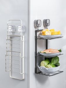 Modern Simplicity Kitchen Storage Rack Multi-layered Wall-mounted Dish Storage Holder Suction Cup Hanging Shelf Saint Xi Ceramic