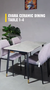 [FREE INSTALLATION] I HOME EVARA 1+6 / 1+4 Ceramic Sintered Stone Marble Dining Table Set