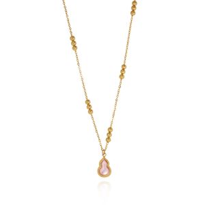 Hulu Gourd Natural Pink Shell Pendant Chain Necklace • Waterproof Non Tarnish • 18K Gold Plated 316L Stainless Titanium Steel Fashion Necklaces Women Gift NL313 Solis Jewelry