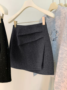 Váy ngắn MUTU làm bằng vải len dáng chữ A lưng cao ôm sát