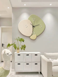 Lucky Stone Living Room Wall Clock Decorative Painting Cream Wind Luminous Atmosphere Creative Clock For Home Mute Wall Clock