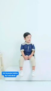 Setelan Koko Anak Laki-Laki Kakadede - Kemeja Madinah & Celana Chinos Panjang Warna Marun/Denim/Mocca/Navy