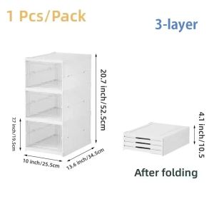 Dustproof 6 Layers Foldable Shoes Box Stackable Transparent Thickened Plastic Bins Sneaker Shoe Organizer Cabinet Organizers