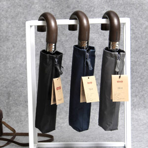 Automatic Wood Folding Umbrella Men UV Protection Windproof 10 Rib