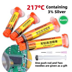 point: 217℃ Lead free high-temperature silver solder paste Sn96.5Ag3.0Cu0.5 melting Enhanced conductivity of needle tube