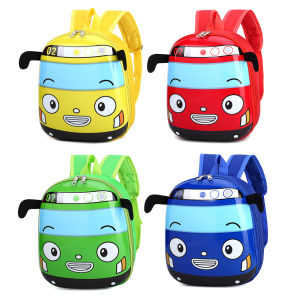 MOJOYCE Adorable 3D Bus Backpack for Kids Small Kindergarten Rucksack Lightweight School Bag
