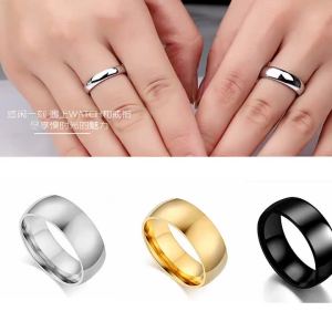 แหวนแต่งงานสแตนเลสเรียบง่าย 2/4/6/8 มม. สีทอง สำหรับผู้หญิงและผู้ชาย แหวนคู่รัก เครื่องประดับแฟชั่น