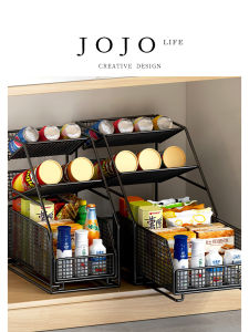 Multi-Layer Drawer Type Storage Rack Kitchen Cabinet Organizer Iron Material No-Drill Installation European Style for Everyone