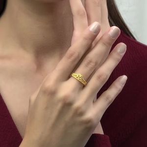 Chow Sang Sang Love Decode 999.9 24K Pure Gold Price-by-Weight Gold Crown Adjustable Ring 90224R