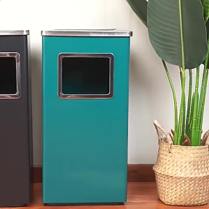 20L stainless steel trash can with ashtray round square with  metal bucket Inside Waste Bin with handle double-layer design aluminum inner bucket