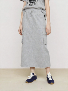 URLAZH | Sleek and Simple Industrial Style Gray Patchwork Straight Culottes Midi Skirt