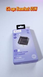 Củ sạc nhanh 65W 3 cổng Basefast Công nghệ GAN chống quá tải nhiệt cho Samsung Mac Laptop Huawei iP