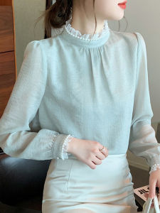 Fashionable Long Sleeve Womens Chiffon Shirt Spring Autumn 2025 New Trend Base Layer Stylish Top Korean Style Slim Fit