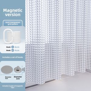 Thickened No-Drilling Bathroom Set Bath Curtain Partition Waterproof Shower Door Curtain Bathroom Decorative Functional Blind