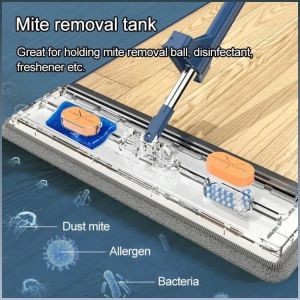 Floor Mop Thickened Stainless Steel Rod Hands-free Mopping Tools Multi-purpose Soft Fleece