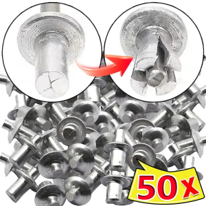 {Lower Price🔥} 100Pcs Aluminum Alloy Expansion Rivets Drive Expansion Nails Head Piercing Rivet Hammer Stainless Steel Rod Screws Board Wall Fasteners