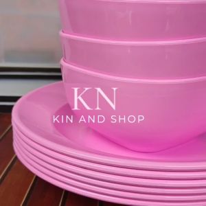 PROMO MELAMIN SET ISI 6 PCS 3 PIRING MAKAN 3 AMPUKUK TOMYAM KOTAK 6 INCH TEBAL