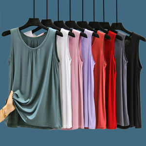 Modal เสื้อกั๊ก ผู้หญิง ฤดูร้อน หลวม แขนกุด บ้านบาง เสื้อท่อนบน เสื้อฐานขนาดใหญ่ ลำลอง เดินทางสไตล์กระโปรงสีบริสุทธิ์ ชุดราตรี