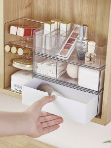 Bathroom Makeup Storage Box Desktop Organizer Rack Transparent Simple Design Cosmetic Storage Box for Toiletries And Skincare