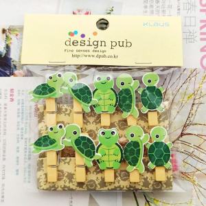 New Cartoon Turtle Flower Shop Dormitory Small Wooden Clip Kindergarten Teaching Animal Color Photo Folder Brazilian Turtle
