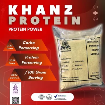 Whey Protein KHANZ 1KG Susu Nabati Tinggi Protein untuk bulking