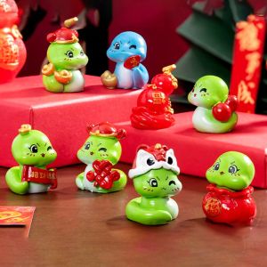 2025 Year Of The Snake Ornament Lucky Snake Figurine Micro Landscape Home Desktop Decoration Car Interior Accessories