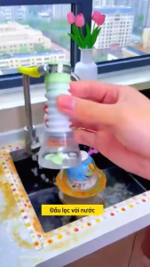 Combo 2 Đầu vòi lọc nước tăng áp Chống Bắn Nước Vòi rửa chén bát tăng áp Vòi nước hoa sen Xoay 360° Lọc Cặn Tiết Kiệm Nước Dễ Lắp Đặt có thể kéo dài