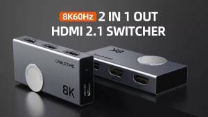 CABLETIME HDMI 2.1 Splitter Switch 8K 60Hz 4K 120Hz Bi-Direction 2 in 1 out HDMI Switcher Knob Design Adapter for Laptop Macbook