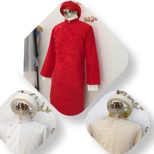 Áo dài tết áo dài nam cách tân thêu ren tinh xảo form vest sang trọng có Bigsize nhiều màu cho các chàng