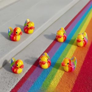 10PCS Mixed Simulation Color Duck Cartoon 3D DIY Resin Charms Desktop Car Decor Ornament Craft