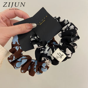 ยางรัดผมลายดอกไม้สไตล์ฝรั่งเศสสำหรับผู้หญิง ยางรัดผมทรงกลม ยางยืดสูง ยางรัดผมที่ทนทานและไม่ทำลายผม