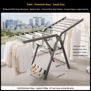 MINGZHI | Multifunctional Foldable No-Install Floor Standing Balcony Lift Clothes Drying Rack