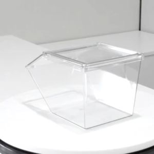 Clear Storage Box Candy Organizer Container Hinge Top Stackable Desktop Fliptop Lid Bin Organizer Container Box Coffee Candy Packet Holder AT