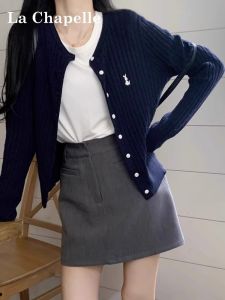La Chapelle | Áo Cardigan Len Slim Fit Màu Xanh Mùa Xuân Thu Kiểu Mới