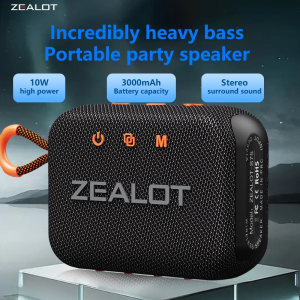 ZEALOT S75 15W Portable Subwoofer Wireless Shower Speaker Hifi Sound quality Dual Pairing 3000mAh Battery 16 Hours Playtime