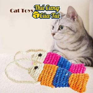 Bàn cào móng cho mèo dây thừng cói sisal hình con cá - Thú cưng của tui