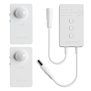 Wireless Motion Sensor Controller Kit PIR Sensor 12/24VDC RF Control LED Strip Lights Dimmable Timer for Stairway