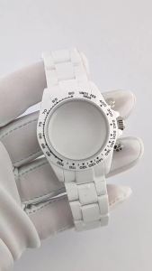 39mm VK63 Case VK63/4130 Movement Ceramic Case White/Black Ceramic Case Combination Waterproof Case Fits VK63/4130 Movement