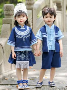 Summer Childrens Hanfu Performance Clothes for Boys And Girls Yi National Zhuang National Summer Childrens Performance Clothes