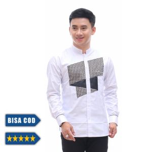 BAJU KOKO PRIA KOMBINASI BATIK DEWASA LENGAN PANJANG TERBARU MODEL ELEGAN