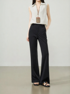 ESE·Y | Elastic Flared Loose Trousers Black