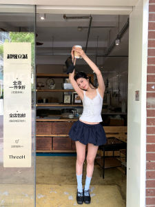 TeeH Bouffant Skirt Pastel Blue Cake Skirt A-Line Mini Skirt Womens Summer Skirt with Pocket Design Cotton Polyester Blend